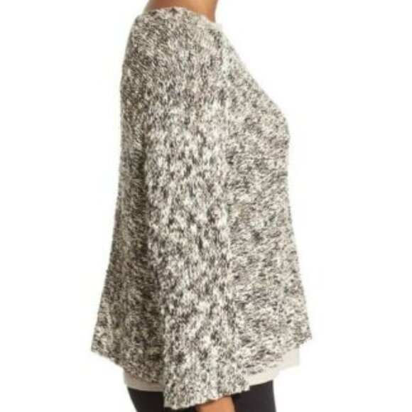 Eileen Fisher Natural Black Bateau Neck Boxy Sweater - Picture 2 of 3